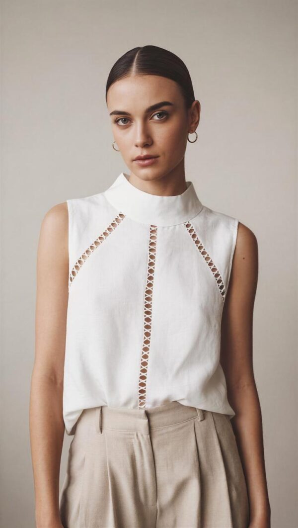 Blusa de lino modelo Antonela código 063 color blanco tallas S M L XL 2XL Blusa de lino Modelo Antonela código 063
